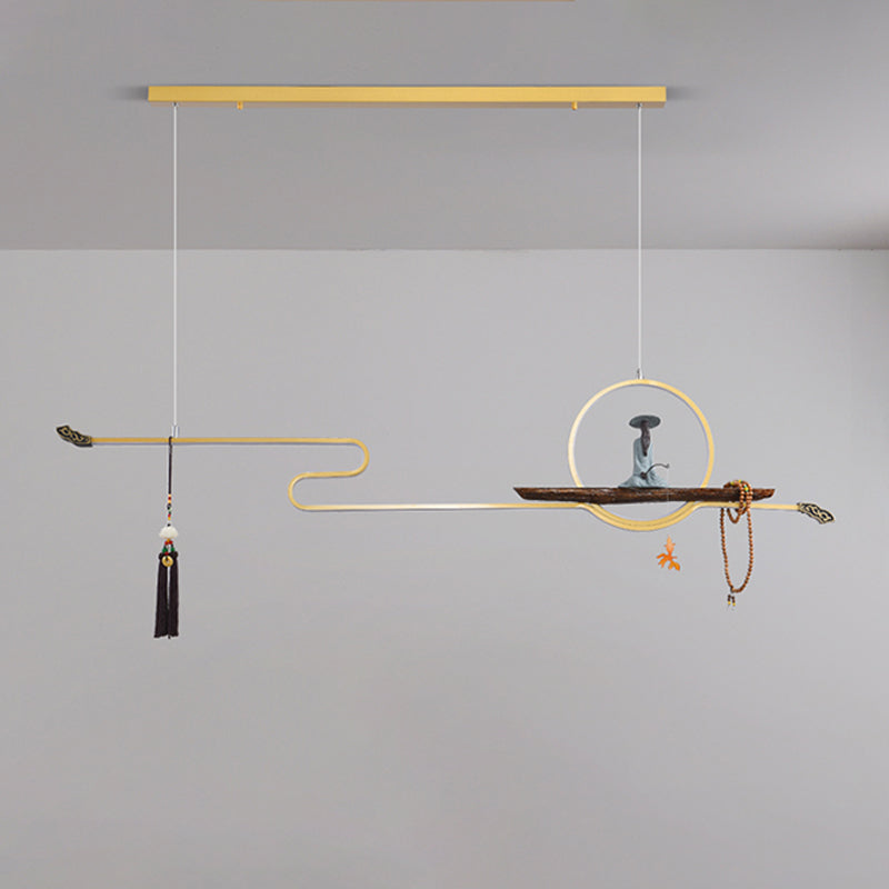 Modern LED Island Lighting Linear Resin Chandelier Light Fixture for Tea Room