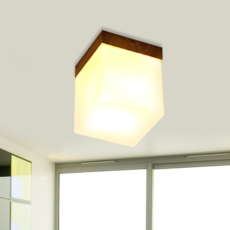 Frosted Glass Geometrische Flush Mount Light Nordic 1 Light Flush Ceiling Light Halterung in Weiß für Korridor
