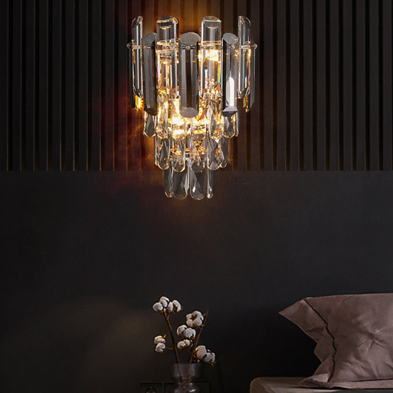 Geometric Shade 3-Lights Wall Sconce Modern Style Crystal Wall Mount Light Fixture
