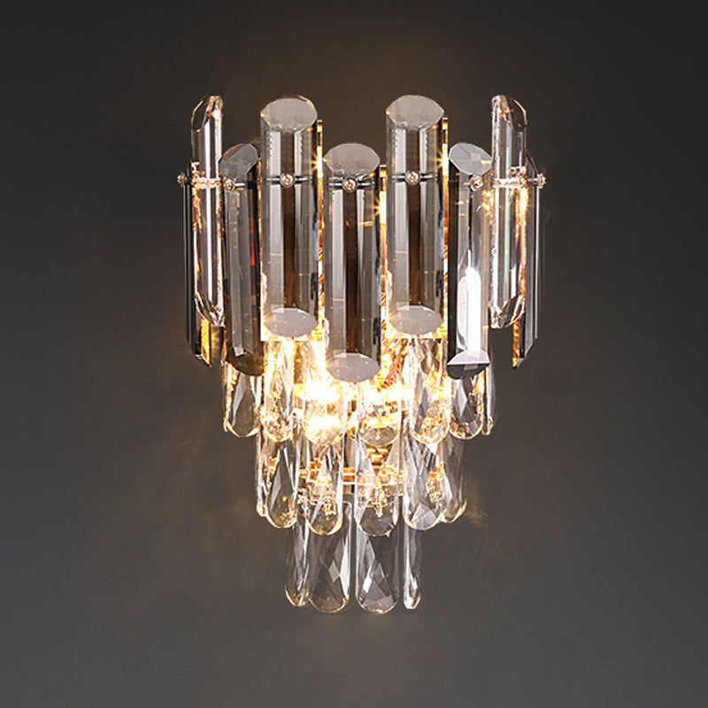 Geometric Shade 3-Lights Wall Sconce Modern Style Crystal Wall Mount Light Fixture