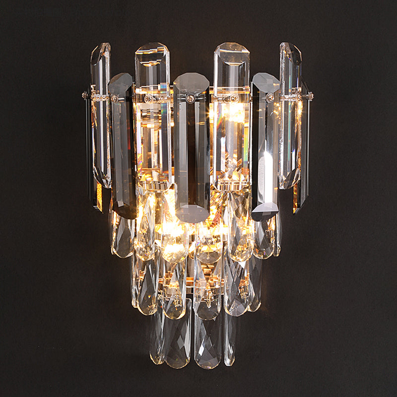 Geometric Shade 3-Lights Wall Sconce Modern Style Crystal Wall Mount Light Fixture