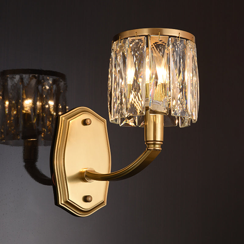 Multi-luz de medio cilindro apliques de pared de estilo moderno lámpara de montaje de pared de cristal en latón
