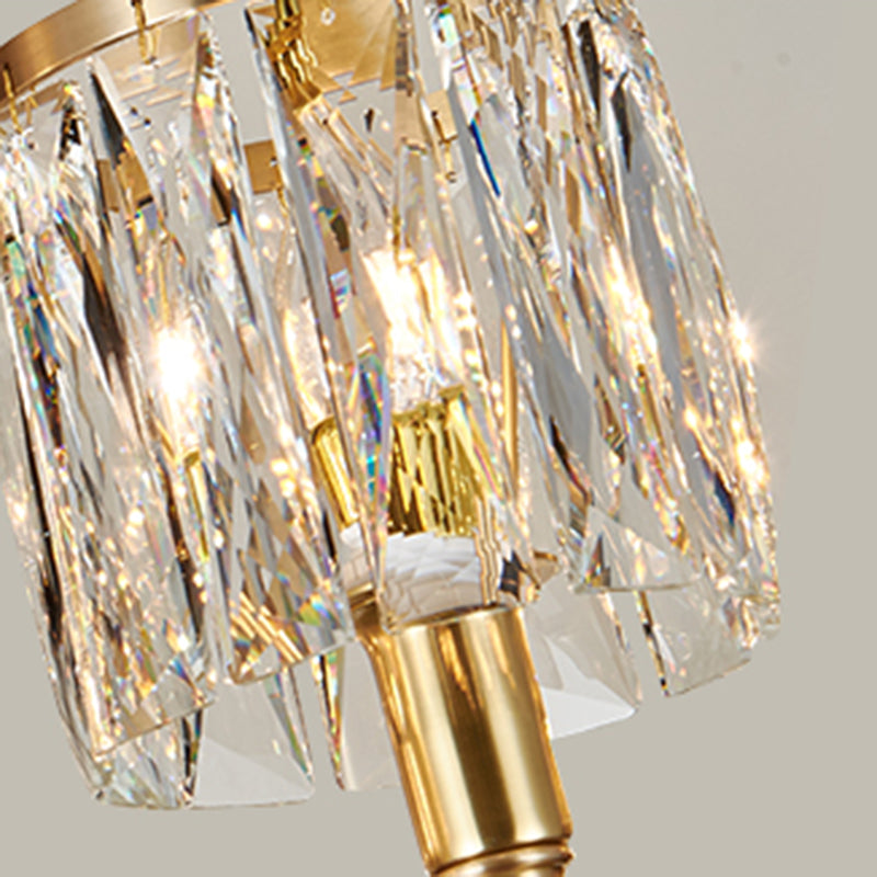 Multi-luz de medio cilindro apliques de pared de estilo moderno lámpara de montaje de pared de cristal en latón