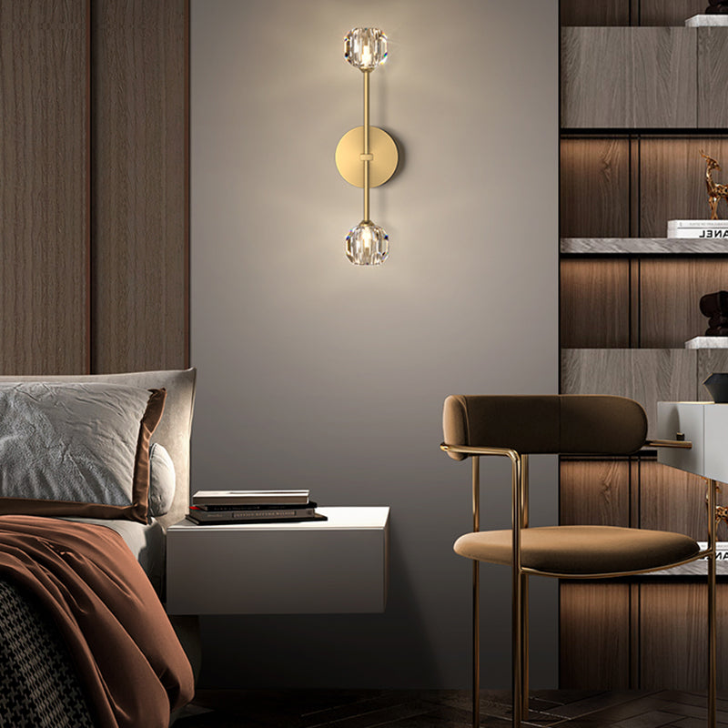 Geometric Shade Multi-Lights Wall Sconce Modern Style Crystal Wall Mount Light Fixture in Gold