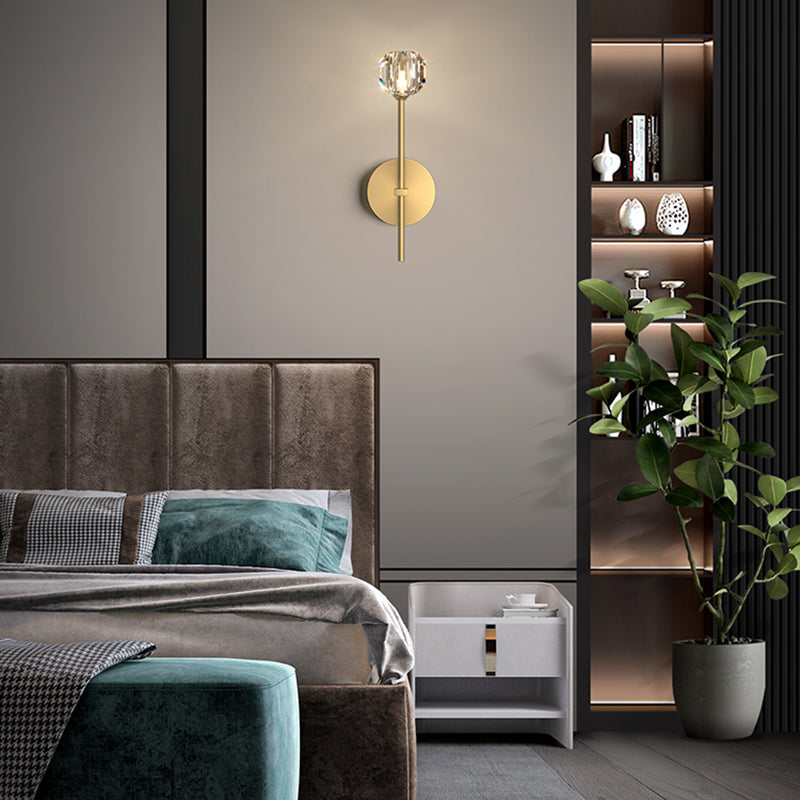 Geometric Shade Multi-Lights Wall Sconce Modern Style Crystal Wall Mount Light Fixture in Gold