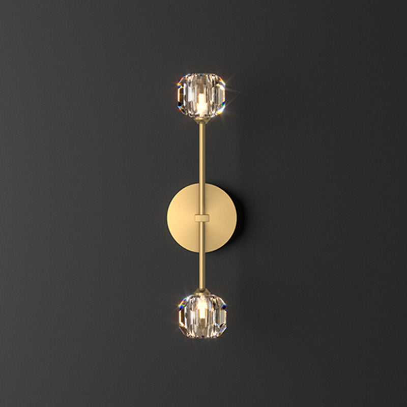 Geometric Shade Multi-Lights Wall Sconce Modern Style Crystal Wall Mount Light Fixture in Gold