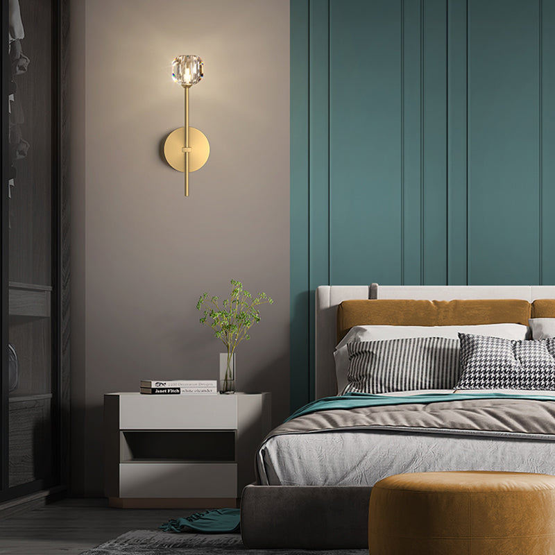 Geometric Shade Multi-Lights Wall Sconce Modern Style Crystal Wall Mount Light Fixture in Gold