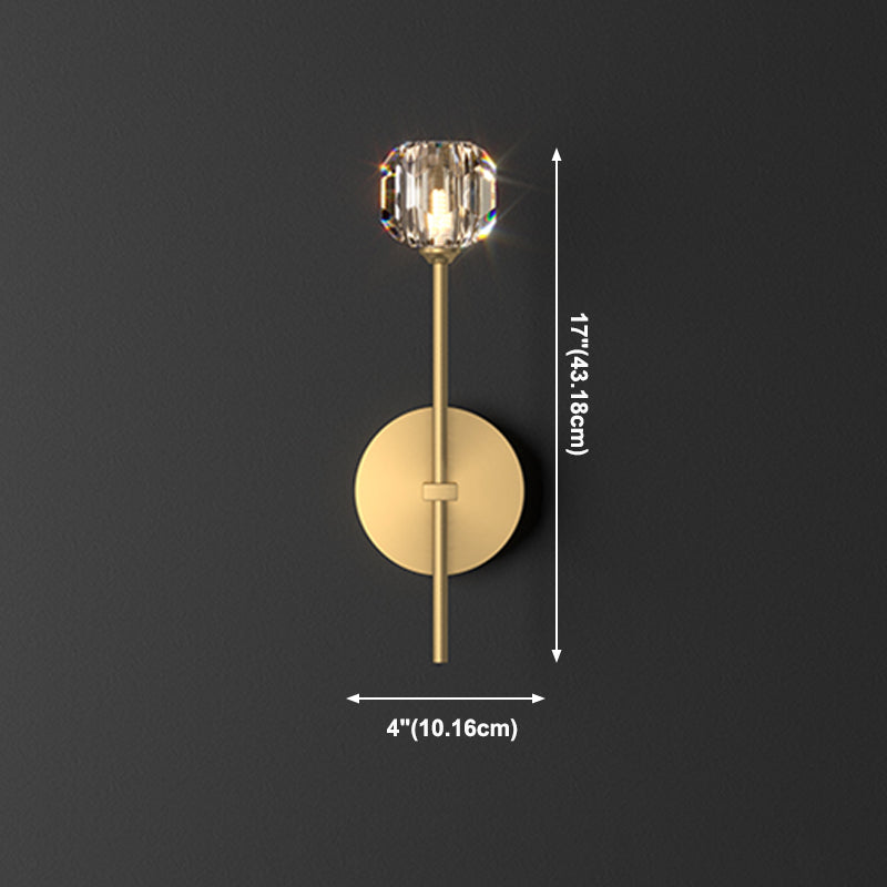 Geometric Shade Multi-Lights Wall Sconce Modern Style Crystal Wall Mount Light Fixture in Gold