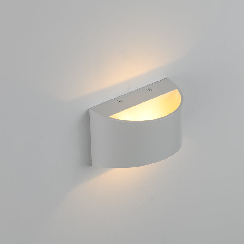 Contemporary Style Half-Cylinder Wall Mounted Light Metal 2 Lights Wall Washer Sconce in White
