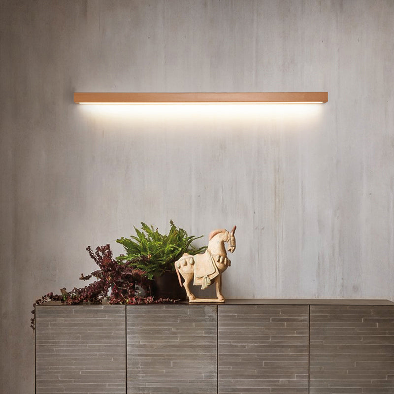 1 licht houten lineaire wandverlichting moderne stijl muur gemonteerd verlichtingsarmatuur in bruin