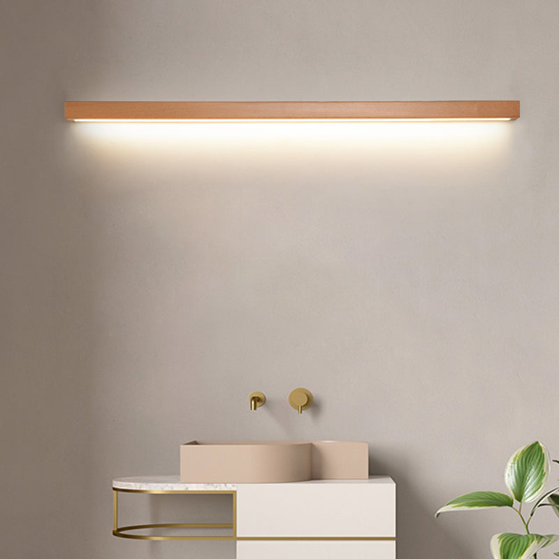 1 licht houten lineaire wandverlichting moderne stijl muur gemonteerd verlichtingsarmatuur in bruin
