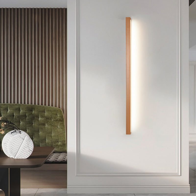 1 licht houten lineaire wandverlichting moderne stijl muur gemonteerd verlichtingsarmatuur in bruin