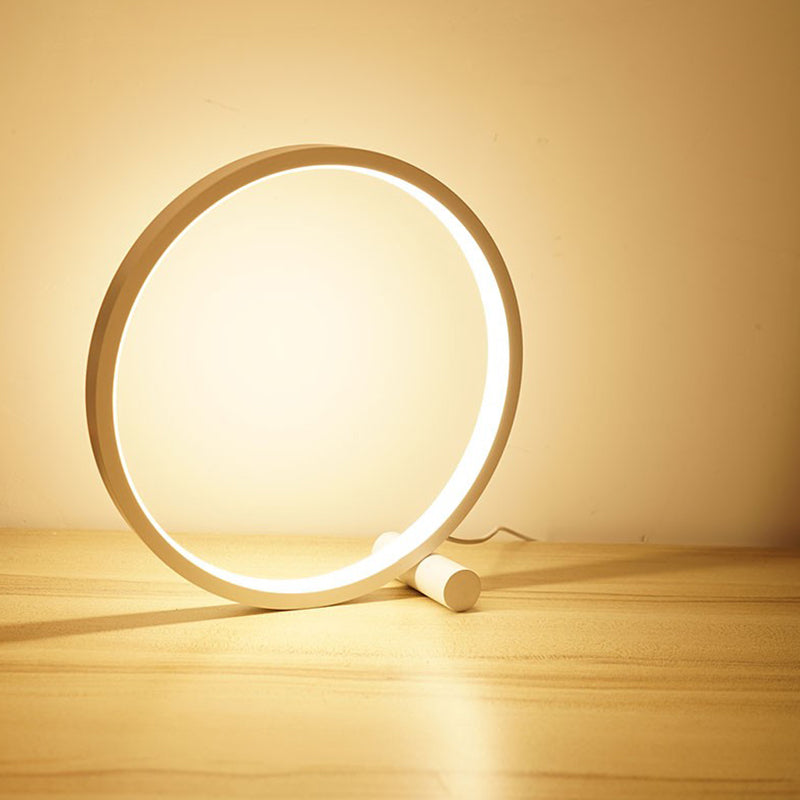 Modern Circle Shape Night Table Lamp Metal 1 Light Nightstand Lamp
