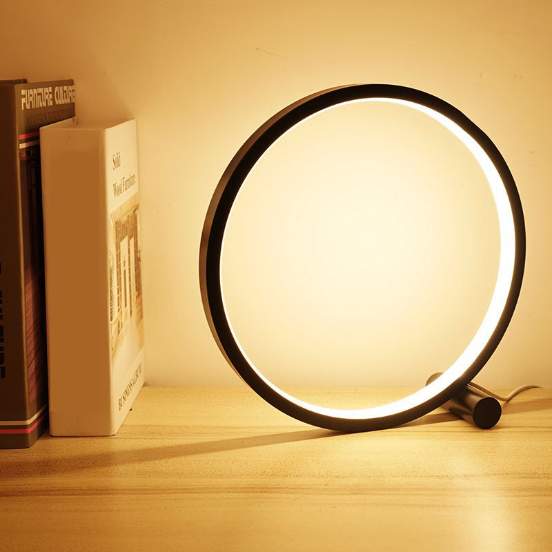 Modern Circle Shape Night Table Lamp Metal 1 Light Nightstand Lamp
