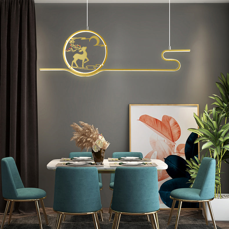 Metal Hanging Pendant Lights Nordic Modern Linear Hanging Lamps for Study Room