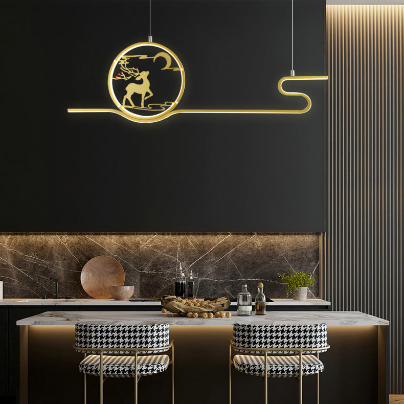 Metal Hanging Pendant Lights Nordic Modern Linear Hanging Lamps for Study Room