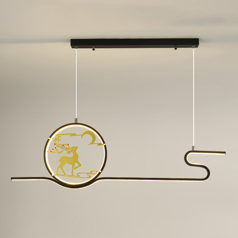 Metal Hanging Pendant Lights Nordic Modern Linear Hanging Lamps for Study Room