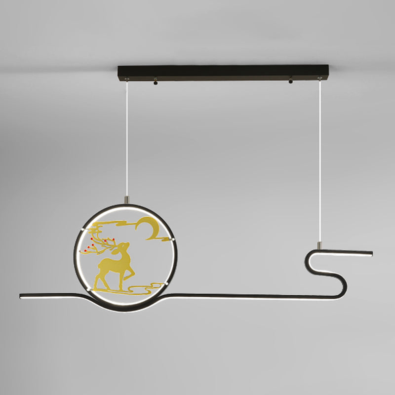 Metal Hanging Pendant Lights Nordic Modern Linear Hanging Lamps for Study Room