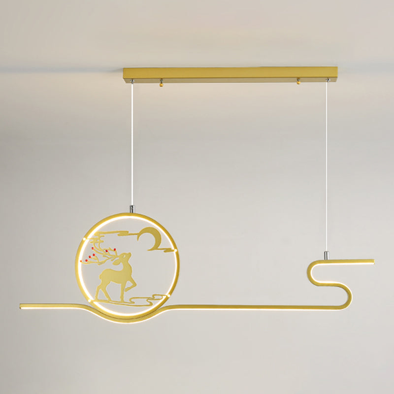 Metal Hanging Pendant Lights Nordic Modern Linear Hanging Lamps for Study Room