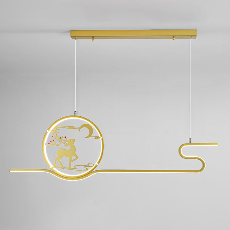 Metal Hanging Pendant Lights Nordic Modern Linear Hanging Lamps for Study Room