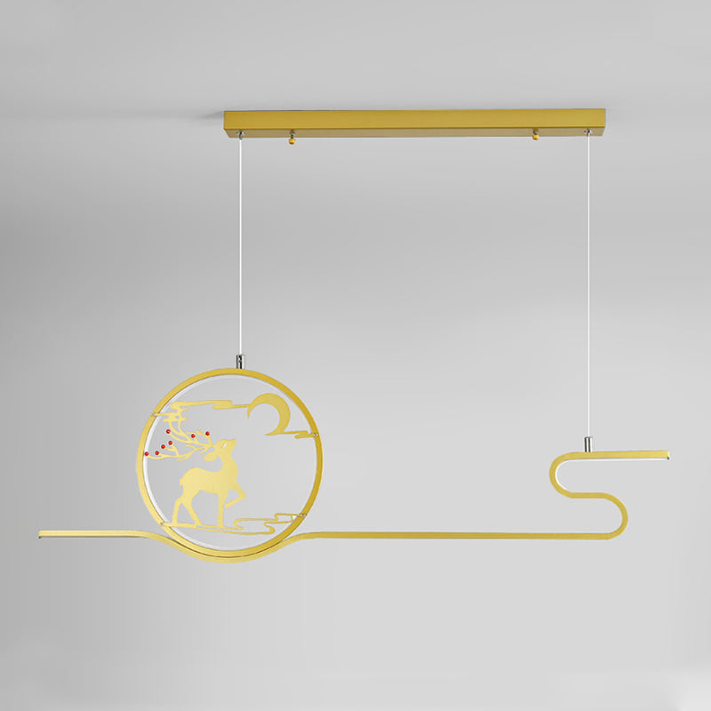 Metal Hanging Pendant Lights Nordic Modern Linear Hanging Lamps for Study Room