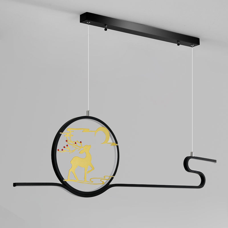 Metal Hanging Pendant Lights Nordic Modern Linear Hanging Lamps for Study Room