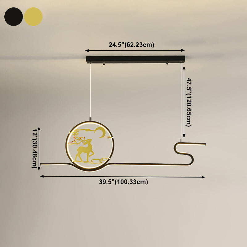 Metal Hanging Pendant Lights Nordic Modern Linear Hanging Lamps for Study Room