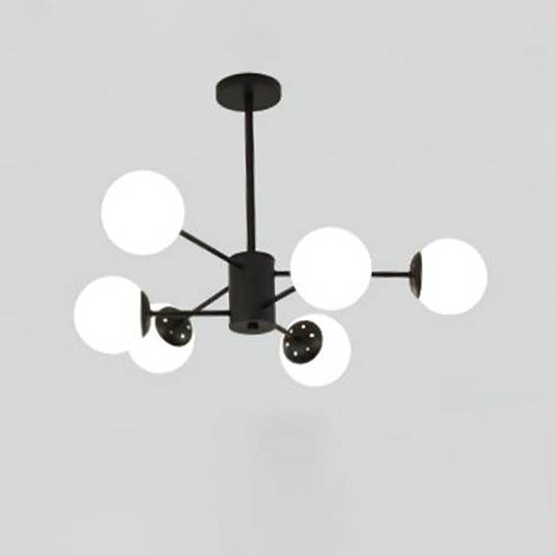 Multi Light Spherical Branch Hanging Lights Modern Style Glass Hanging Lighting in Black