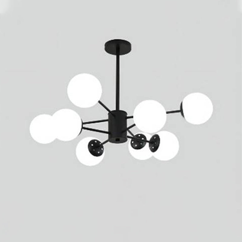 Multi Light Spherical Branch Hanging Lights Modern Style Glass Hanging Lighting in Black