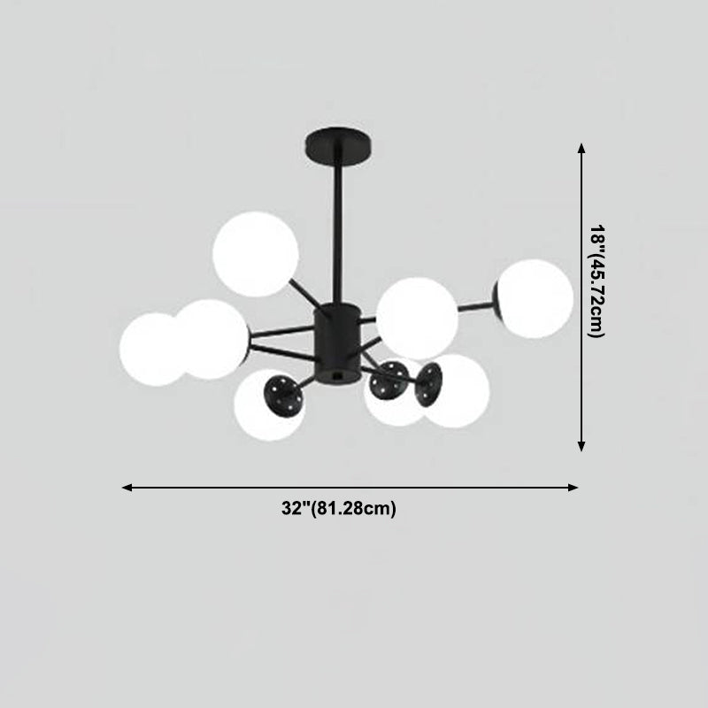 Multi Light Spherical Branch Hanging Lights Modern Style Glass Hanging Lighting in Black