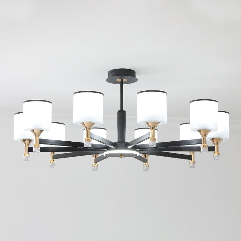 Glass Ceiling Hung Fixtures Modern Cylinder Pendant Lighting for Living Room