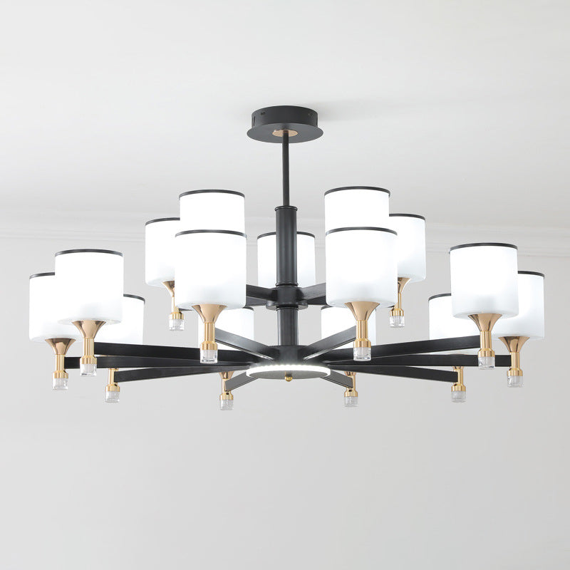 Glass Ceiling Hung Fixtures Modern Cylinder Pendant Lighting for Living Room