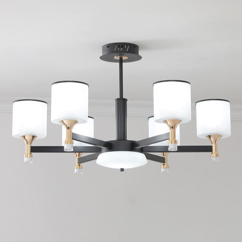 Glass Ceiling Hung Fixtures Modern Cylinder Pendant Lighting for Living Room