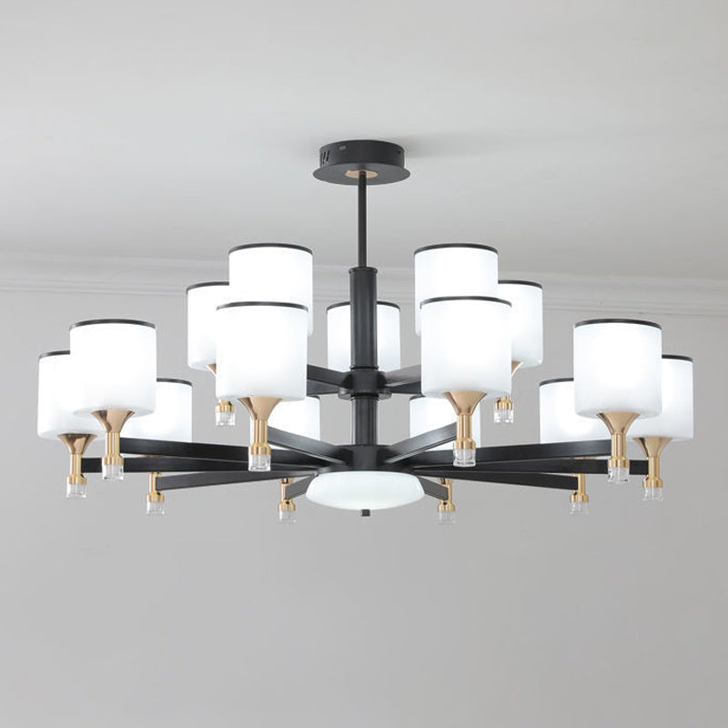 Glass Ceiling Hung Fixtures Modern Cylinder Pendant Lighting for Living Room