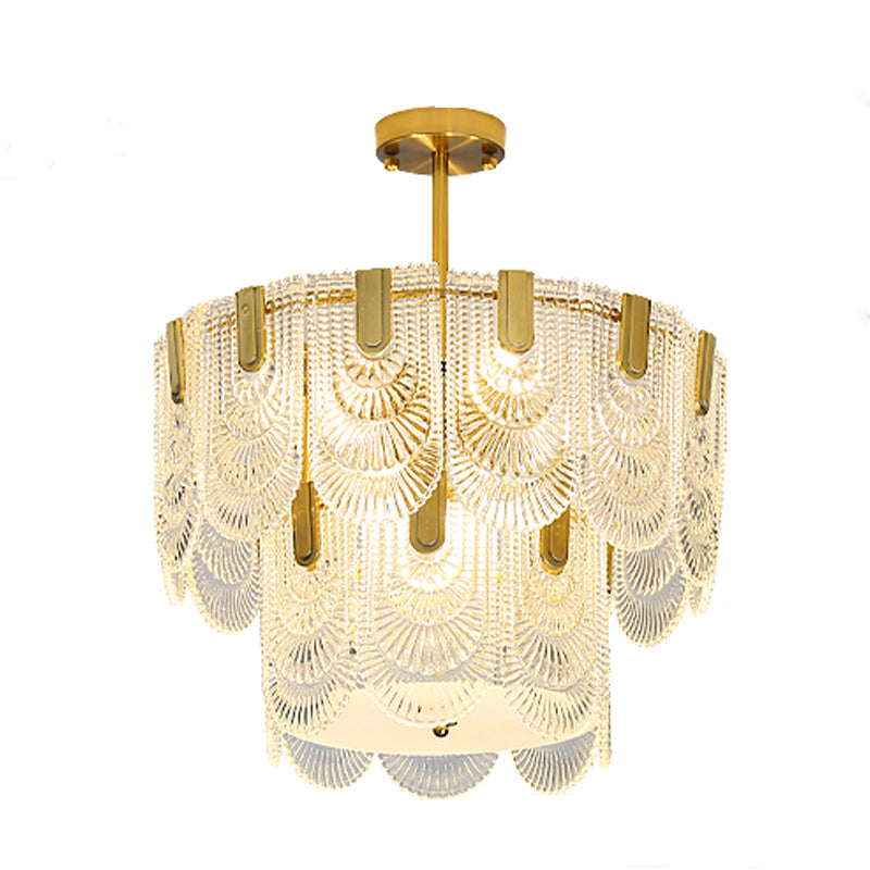 Copper Tiered Glass Ceiling Pendant Contemporary Ceiling Lighting Fixtures