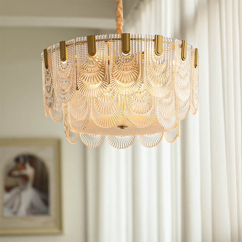 Copper Tiered Glass Ceiling Pendant Contemporary Ceiling Lighting Fixtures