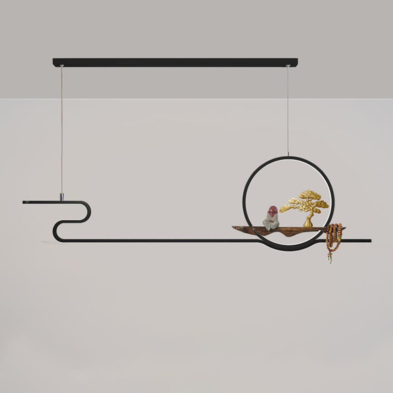 Linear LED Island Chandelier Lights Ceramics Modern Hanging Lamp for Dining Room