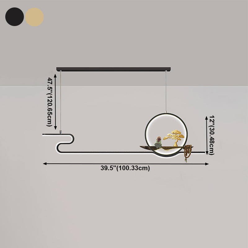 Linear LED Island Chandelier Lights Ceramics Modern Hanging Lamp for Dining Room