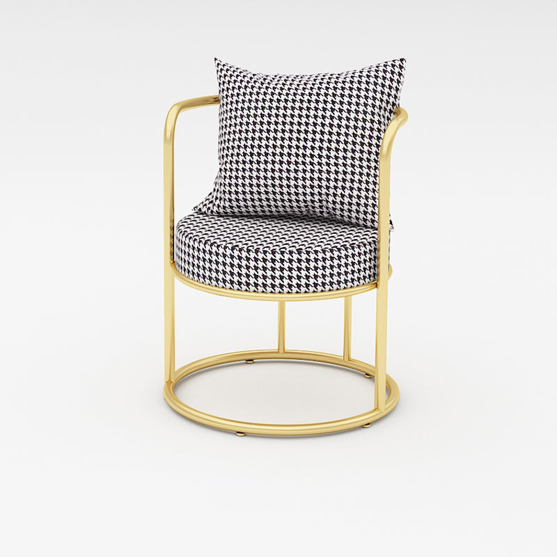Silla de comedor de tela de lino de estilo escandinavo, silla lateral de comedor con respaldo abierto