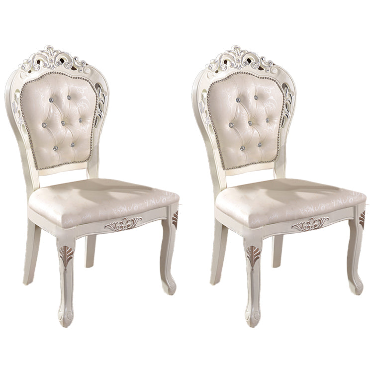 Victorian Upholstered Home Side Chair King Louis Back Matte Finish Dining Chair (Set of 2)