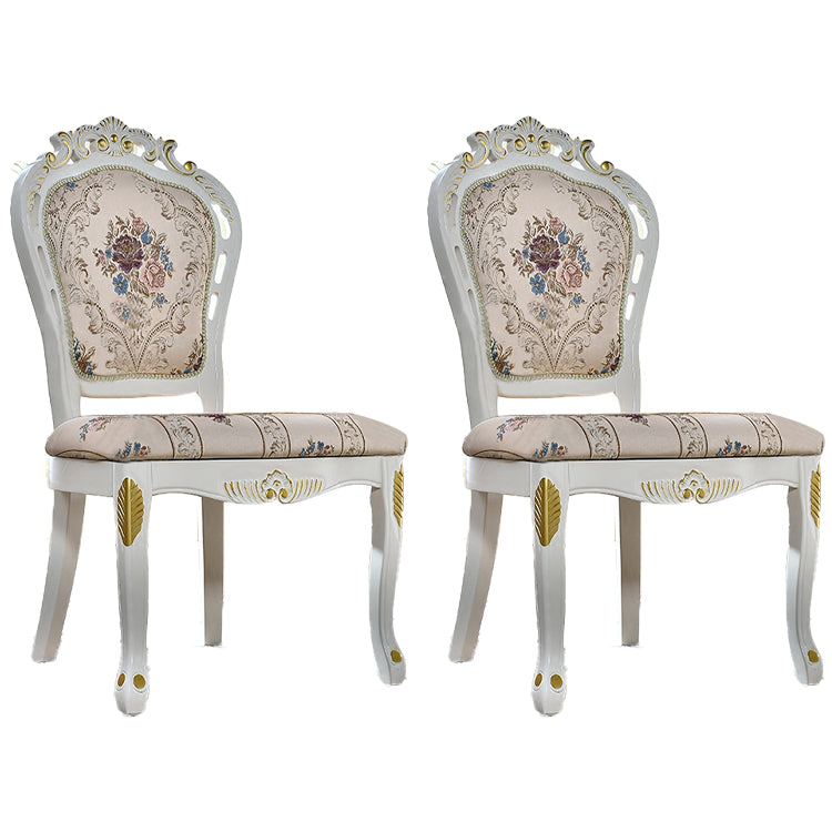 Victorian Upholstered Home Side Chair King Louis Back Matte Finish Dining Chair (Set of 2)