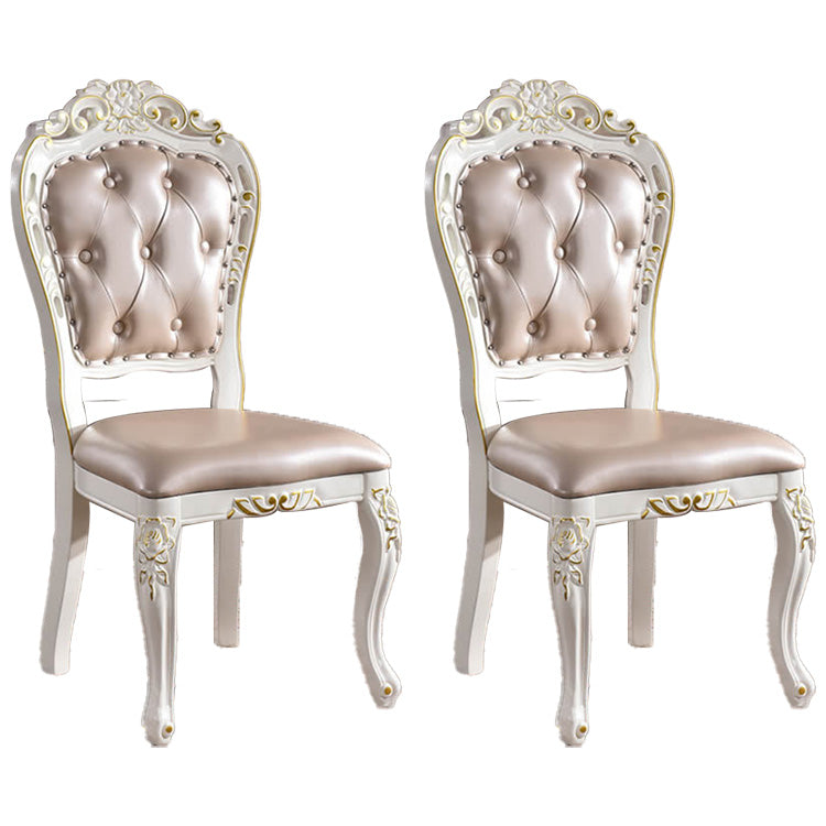 Victorian Upholstered Home Side Chair King Louis Back Matte Finish Dining Chair (Set of 2)