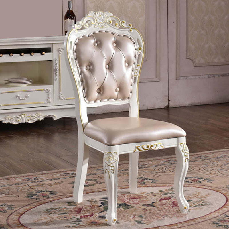 Victorian Upholstered Home Side Chair King Louis Back Matte Finish Dining Chair (Set of 2)