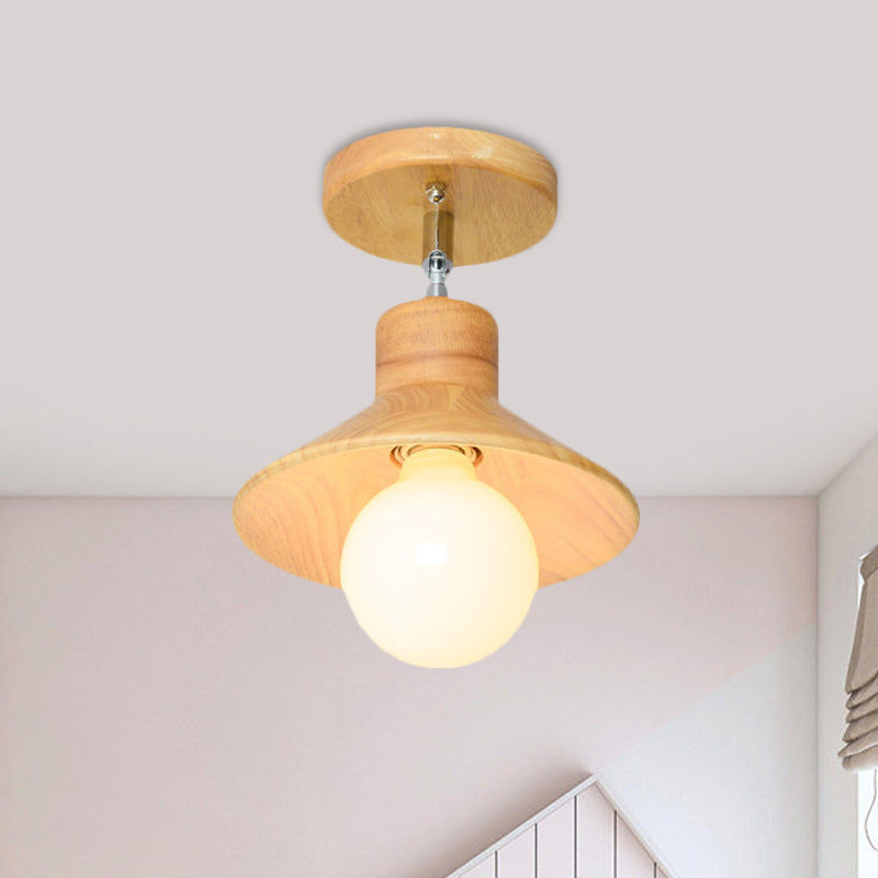 Lámparas de techo semiincrustadas de madera cuadrada / en forma de cuerno / piña moderna 1 lámpara de techo interior