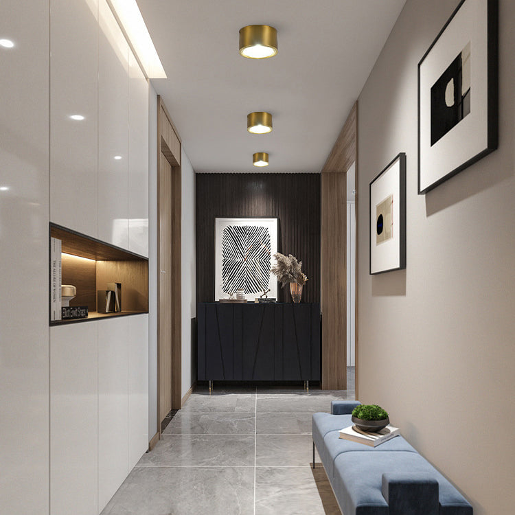 Plafonnier LED en forme de cylindre, moderne, en aluminium, 1 lumière, encastré, pour allée, chambre à coucher