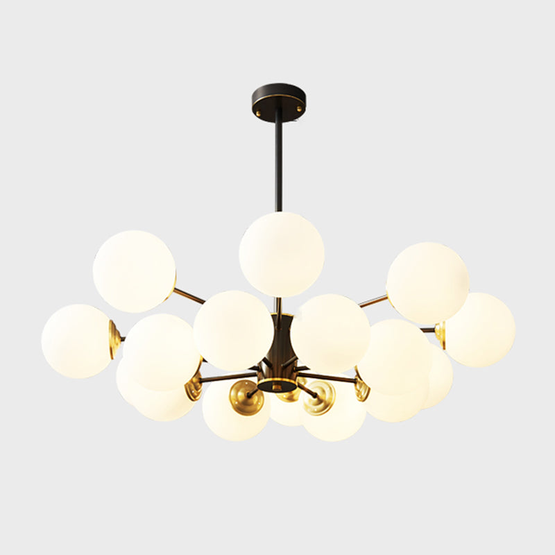 Copper Chandelier Lighting Multi-Head Hanging Light Fixtures with White Glass Shade