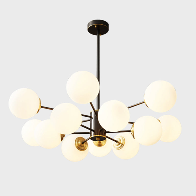 Copper Chandelier Lighting Multi-Head Hanging Light Fixtures with White Glass Shade