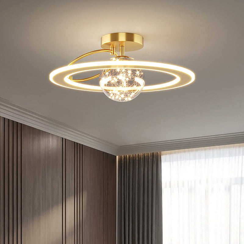 Plafonnier LED doré à éclairage encastré moderne Gypsophila