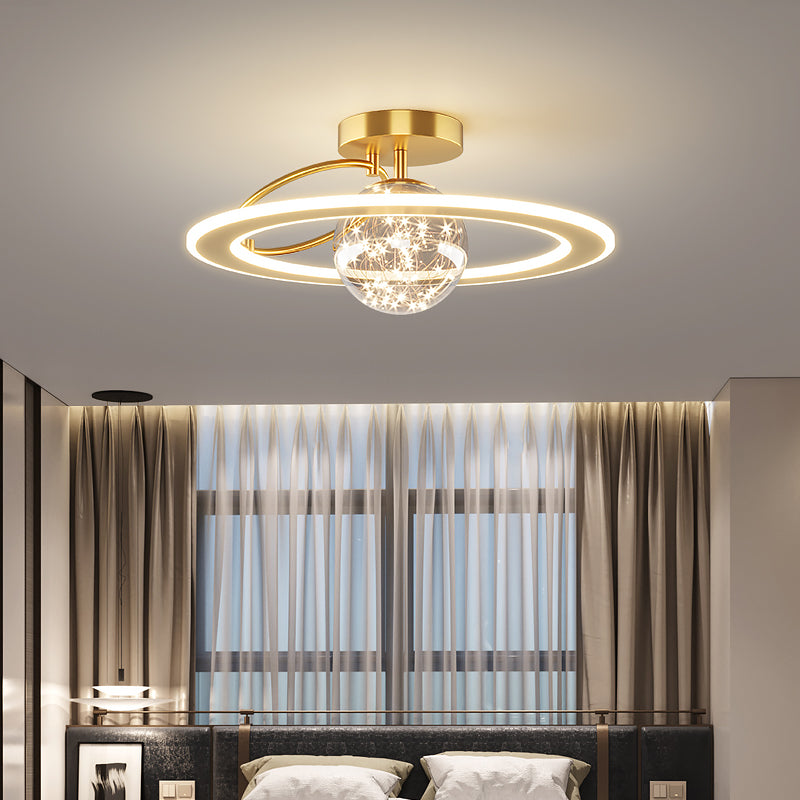 Plafonnier LED doré à éclairage encastré moderne Gypsophila