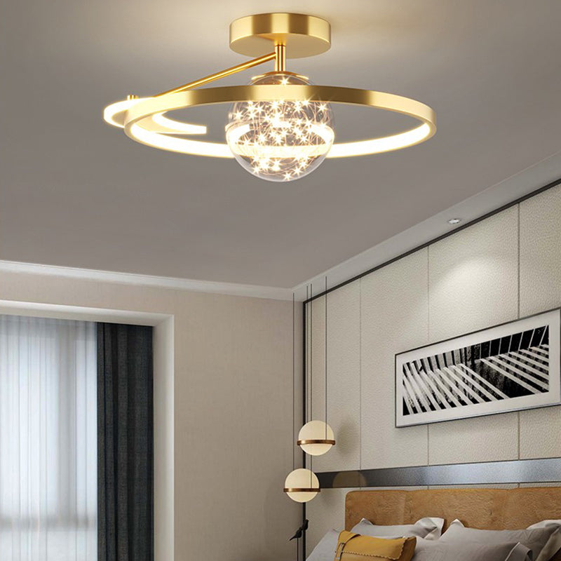 Plafonnier LED doré à éclairage encastré moderne Gypsophila